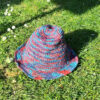 Hemp and cotton hat - blues, purple and red