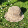 Hemp and cotton hat - natural with lacy insert