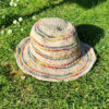 Hemp and cotton hat - natural and rainbow multi stripes