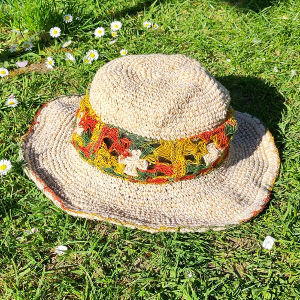 Hemp and cotton hat - red and orange insert