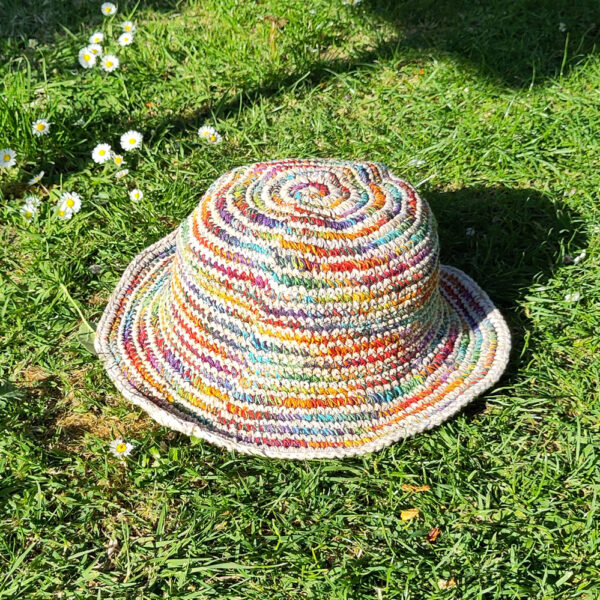 Hemp and cotton hat - rainbow multi stripes
