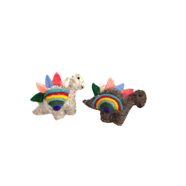 Dinosaur brooch - rainbow