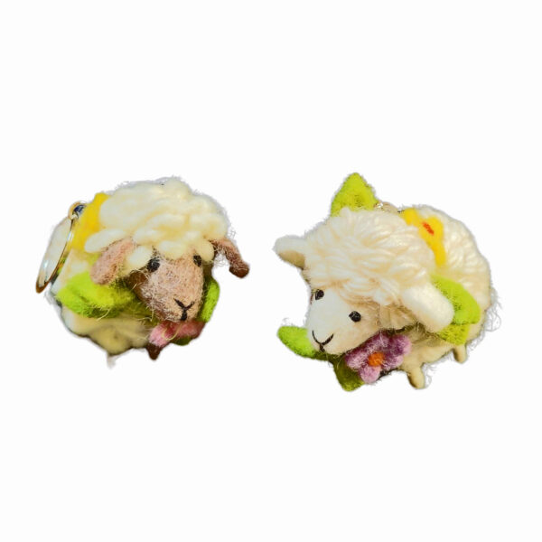 Untitled design - 1 Furry sheep keyring/bag charm with flowers