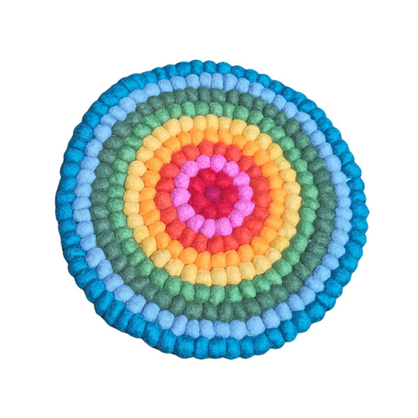 Untitled design - 1 Felt ball mat - rainbow colours