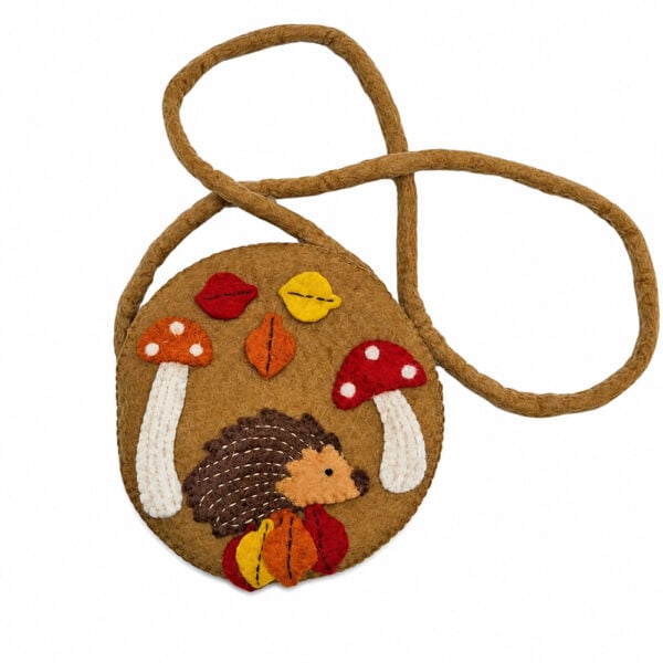 Hedgehog and toadstool bag Autumn shoulder bag
