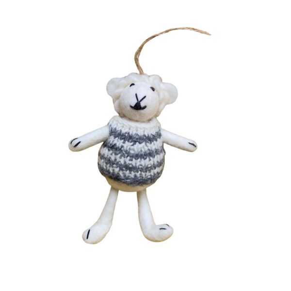 Lamb in grey stripe jumper decoration Lamb decoration - grey stripy jumper