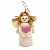 Angel holding pink heart decoration