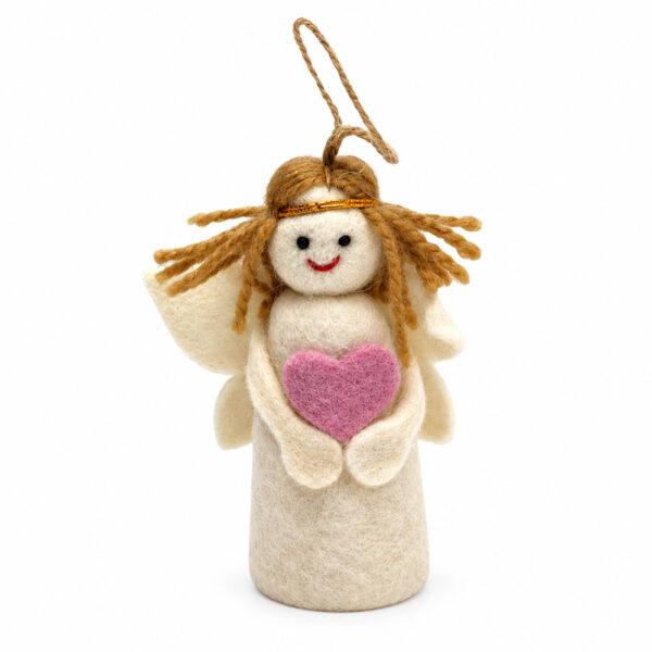 Angel holding pink heart decoration1 Angel holding pink heart decoration