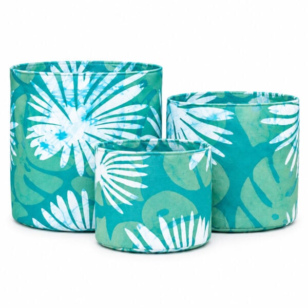 Set of three fabric bins - green