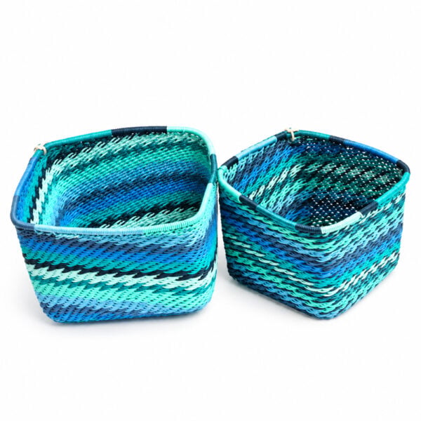 Telephone wire square bowl bright blues