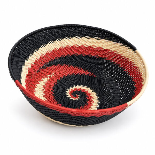 telephone wire round bowl black ochre andnatural Telephone wire round bowl - black,ochre,cream