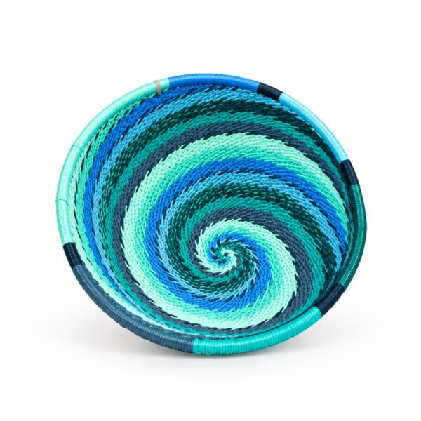 telephone wire round bowl bright blues Telephone wire round bowl - bright blues