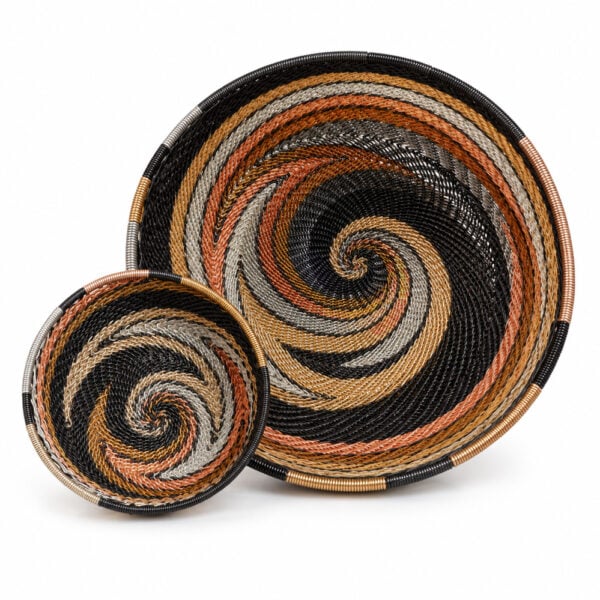 telephone wire round bowl metallic Telephone wire round bowl - metallic