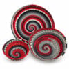 telephone wire round bowl red white black and grey Telephone wire round bowl - red grey and white
