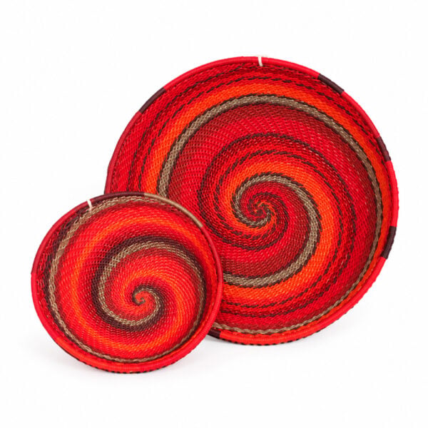 telephone wire round bowl reds Telephone wire round bowl - reds
