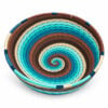 telephone wire round bowl turq and brown Telephone wire round bowl - turquoises and browns